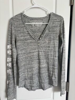 PINK Gray Henley Longsleeve